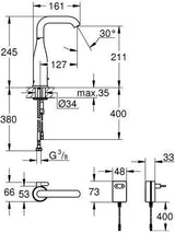 GROHE Essence E Infrarot-Elektronik Waschtisch-Armatur mit Mischung und Temperaturbegrenzer, chrom