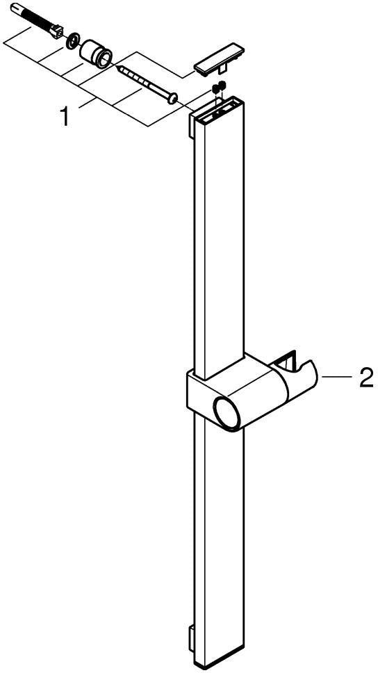 GROHE Rainshower Aqua Brausestange 600 mm – Chrom, verdeckte Befestigung, Metall-Wandhalter