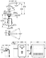 GROHE Blue Professional L-Auslauf Set – Spültischbatterie mit Filterfunktion, Bluetooth & WiFi in Chrom