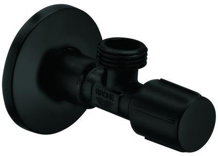 GROHE Eckventil 102342 1/2 Zoll x 1/2 Zoll langer Schubschaft matt black – Messing, mit Fettkammer & O-Ring Abdichtung