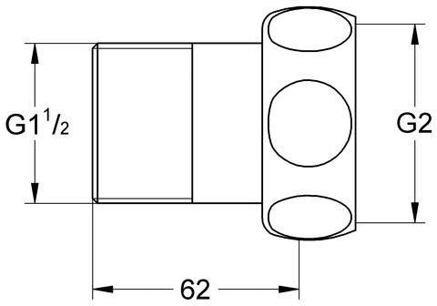 GROHE Gerader Anschluss Mutter 2" x 1 1/2" AG, Chrom – Long·Life Oberfläche