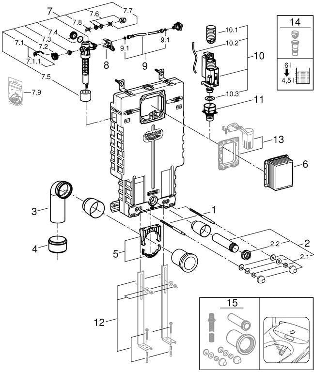 GROHE WC-Element Uniset 38643_1 mit Spülkasten GD 2 – 6/3 l Spülung, schalldämmend, 830 x 480 x 130 mm