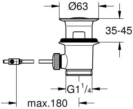 GROHE Ablaufgarnitur 1 1/4 Zoll für Waschtisch mit Überlauf – Chrom, Messing, Hebemechanismus