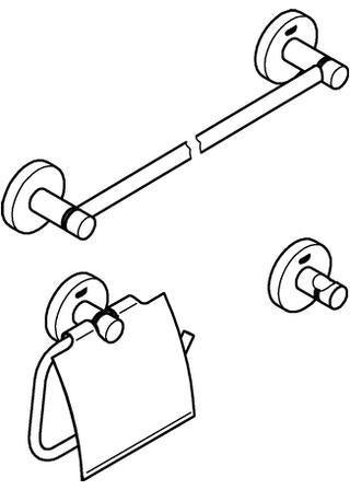 GROHE Essentials 3-in-1 Bad-Accessoire Set: Handtuchhalter, Bademantelhaken & WC-Papierhalter, Chrom