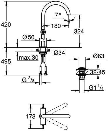 GROHE Atrio Private Collection Waschtisch-Einlochbatterie XL-Size für Hebelgriffe Chrom
