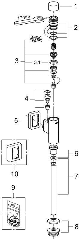 GROHE Rondo Urinal-Druckspüler 37339 mit integrierter Vorabsperrung, chrom