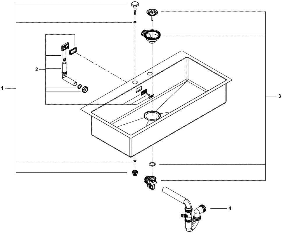 GROHE K800 Edelstahlspüle 1024x510mm – 1 Becken, flächenbündig, LongLife Oberfläche