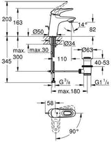 GROHE Eurostyle Cosmopolitan Einhand-Waschtischbatterie mit EcoJoy und Kaltstart-Funktion, Chrom
