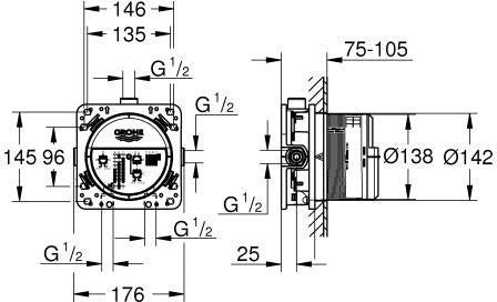 GROHE Rapido SmartBox Universal Unterputz-Einbaukörper 35604 DN 15 mit 3 Abgängen
