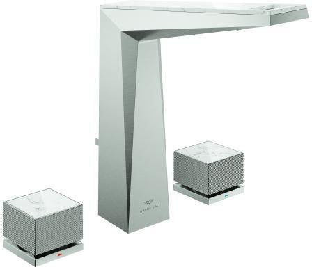 GROHE Allure Brilliant Private Collection 3-Loch Waschtischbatterie mit White Attica Caesarstone Griffen – Chrom