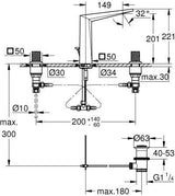 GROHE Allure Brilliant Private Collection 3-Loch Waschtischbatterie mit Trapezbetätigung und Rändelstruktur in Chrom