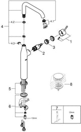 GROHE Essence Einhand-Waschtischbatterie XL-Size cool sunrise gebürstet für freistehende Waschschüsseln