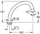 GROHE Rohrauslauf 13071 schwenkbar 140 mm Ausladung Chrom ohne Anschlag