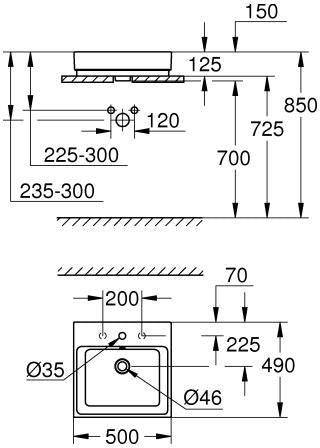 GROHE Cube Keramik Aufsatzwaschtisch 100 cm mit PureGuard und Überlauf – alpinweiß