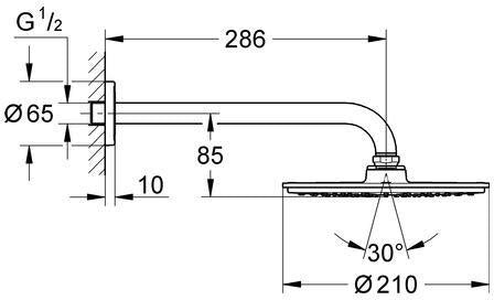 GROHE Rainshower Cosmopolitan 210 Kopfbrauseset 286 mm 1 Strahlart Chrom – Water Saving