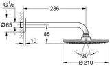 GROHE Rainshower Cosmopolitan 210 Kopfbrauseset 286 mm 1 Strahlart Chrom – Water Saving
