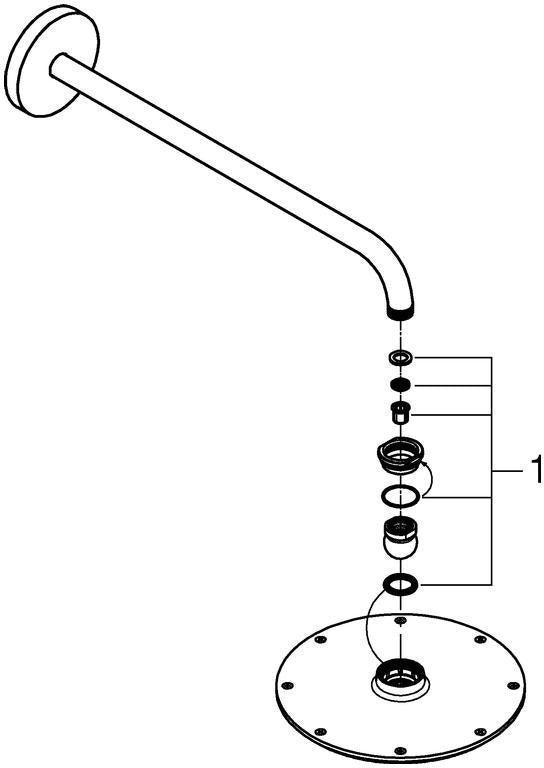 GROHE Rainshower Cosmopolitan 210 Kopfbrause-Set mit 422 mm Brausearm, Chrom, 1 Strahlart, 16,5 l/min
