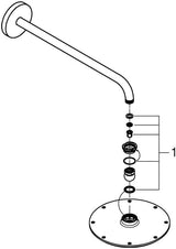 GROHE Rainshower Cosmopolitan 210 Kopfbrause-Set mit 422 mm Brausearm, Chrom, 1 Strahlart, 16,5 l/min