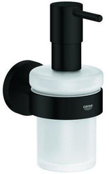 GROHE Essentials Seifenspender mit Halter matt black – 160 ml, Wandmontage, verdeckte Befestigung