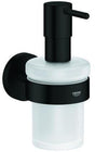 GROHE Essentials Seifenspender mit Halter matt black – 160 ml, Wandmontage, verdeckte Befestigung