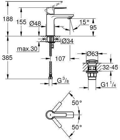GROHE Lineare Einhand-Waschtischbatterie XS-Size mit PushOpen Ablaufventil chrom