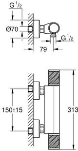 GROHE Grohtherm 1000 Performance Thermostat-Brausebatterie – Wandmontage, chrom