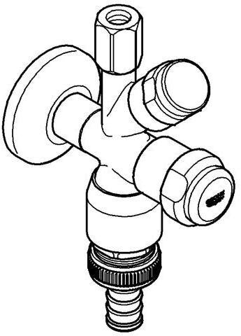 GROHE WAS Kombi-Eckventil 41082 Design-Griff DN15 mit Rückflussverhinderer und Rohrbelüfter in Chrom
