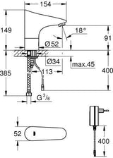 GROHE Europlus E Infrarot-Elektronik für Waschtisch, ohne Mischung, mit Steckertrafo, chrom