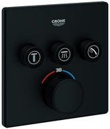 GROHE Grohtherm SmartControl Thermostat 3 Absperrventile phantom black eckig