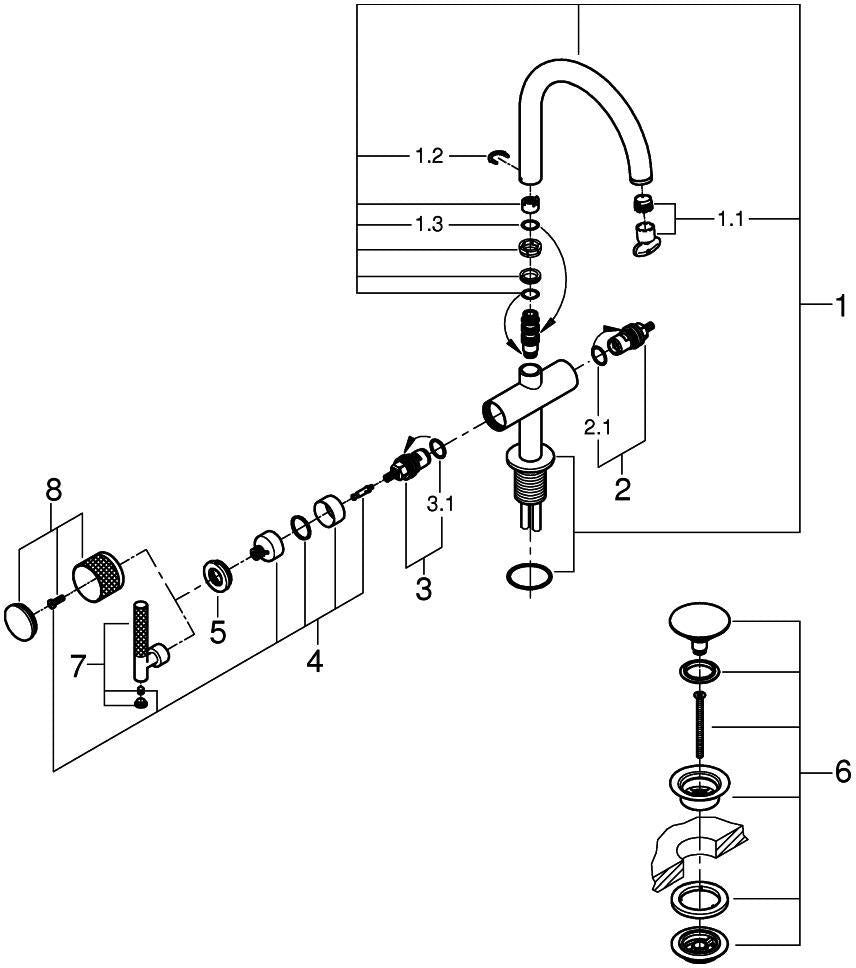 GROHE Atrio Private Collection Waschtisch-Einlochbatterie L-Size chrom – für Hebelgriffe