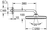 GROHE Tempesta 250 Cube Kopfbrausenset 380 mm – 1 Strahl, Chrom, EcoJoy