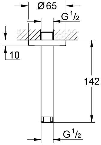 GROHE Rainshower Deckenauslass 142 mm mit Rückstromsicherung und Rosette in Chrom