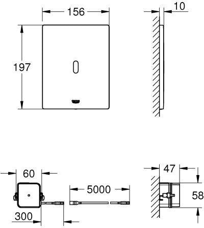 GROHE Tectron Bau E IR-WC-Elektronik 39881 mit Trafo – alpinweiß, 7 Programme, Fernbedienung