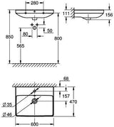 GROHE Euro Keramik Waschtisch 60 cm wandhängend, 1 Hahnloch, mit Überlauf, alpinweiß