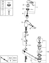 GROHE Eurostyle Cosmopolitan Einhand-Bidetbatterie mit Zugstangen-Ablaufgarnitur und SilkMove-Technologie