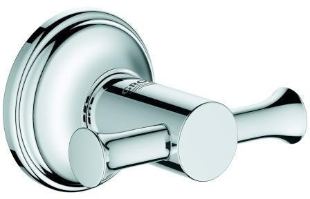 GROHE Bademantelhaken Essentials Authentic 2-fach chrom – Wandmontage, verdeckte Befestigung
