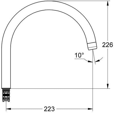 GROHE C-Auslauf 13043 chrom für Minta Einhand-Spültischbatterie, drehbar, Messing