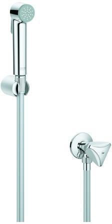GROHE Tempesta-F Trigger Spray 30 Wandhalterset mit Absperrventil, 1 Strahlart, 1250 mm, Chrom – EcoJoy & SpeedClean