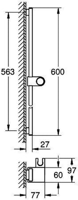 GROHE Rainshower Aqua Brausestange 600 mm – Chrom, verdeckte Befestigung, Metall-Wandhalter