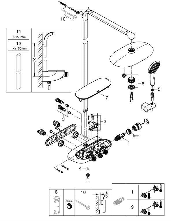 GROHE Rainshower SmartControl 360 Duo Duschsystem mit Thermostatbatterie – Chrom