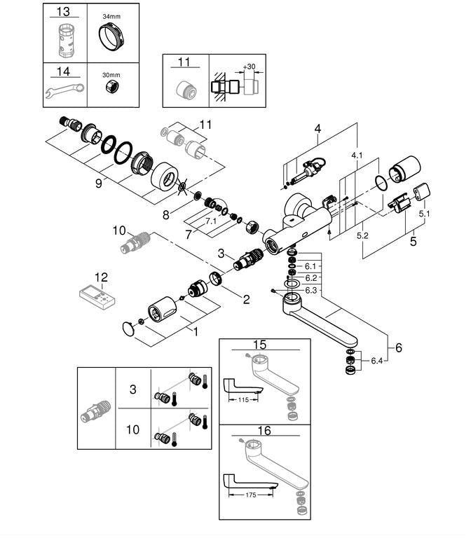 GROHE Eurosmart CE Special L-Size Infrarot-Waschtischarmatur mit Thermostat und 6V Batterie, Chrom