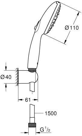 GROHE Wandhalterset Tempesta 110 mit 3 Strahlarten, 7,4 l/min, Chrom