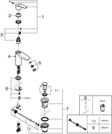 GROHE Eurosmart Einhand-Waschtischbatterie S-Size mit Hybrid-Zugstangen-Ablaufgarnitur, Chrom