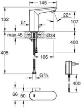 GROHE Eurosmart CE Infrarot-Elektronik für Waschtisch mit Mischung und Steckertrafo, chrom