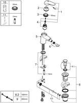 GROHE Eurostyle Einhand-Bidetbatterie 23720_3 Chrom – mit Zugstangen-Ablaufgarnitur & EcoJoy