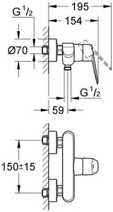 GROHE Eurodisc Cosmopolitan Einhand-Brausebatterie – Wandmontage, chrom, eigensicher