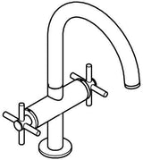 GROHE Atrio Waschtisch-Einlochbatterie L-Size mit Kreuzgriffen – chrom, EcoJoy, schwenkbarer Auslauf
