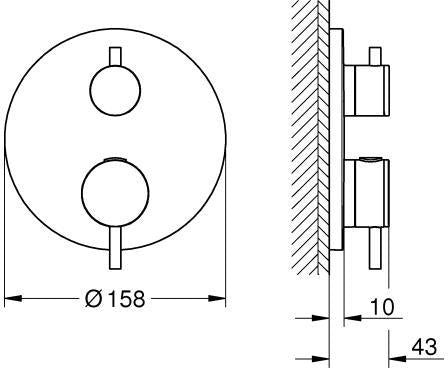 GROHE Atrio Thermostat-Brausebatterie 24357 FMS mit 1 Absperrventil, Chrom