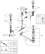 GROHE Allure Brilliant 3-Loch-Waschtischbatterie mit flachem Auslauf in Chrom