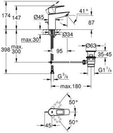 GROHE BauLoop Einhand-Waschtischbatterie S-Size 3,5 l/min chrom – Wasserhahn mit LowFlow